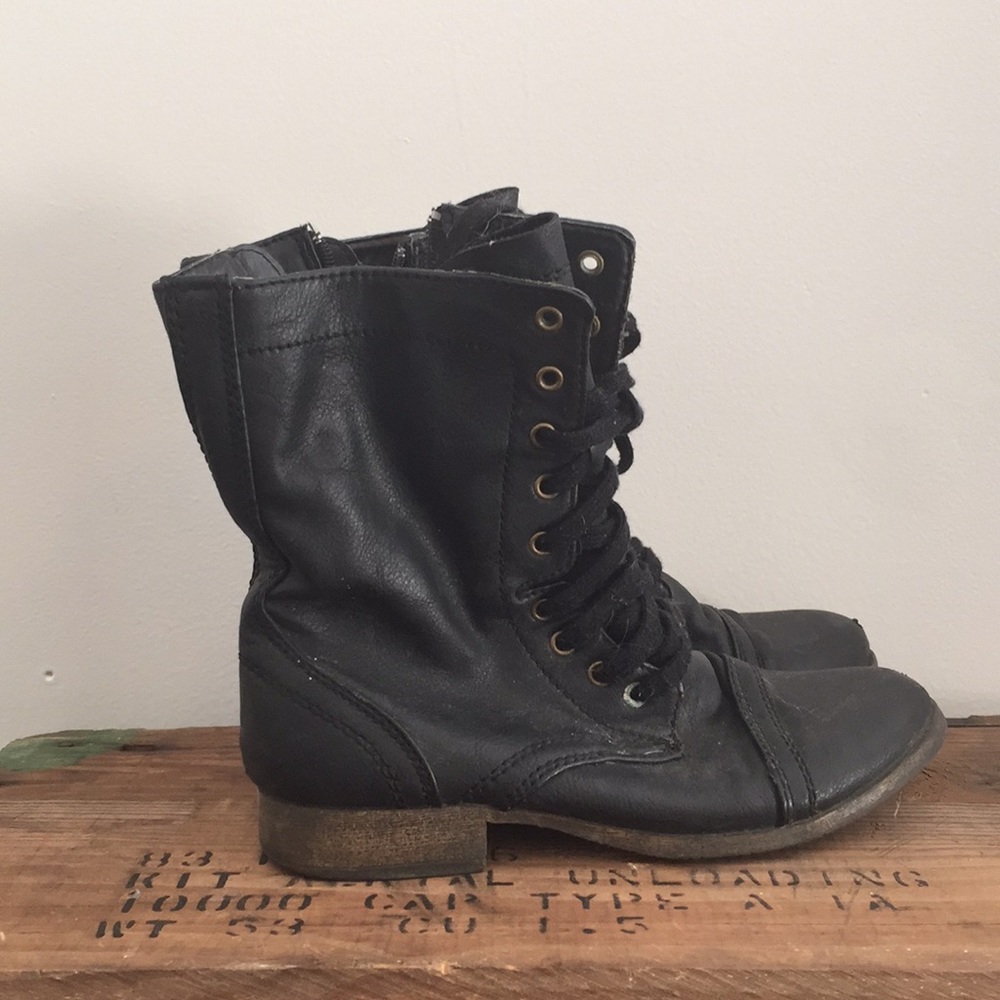 Black combat boots